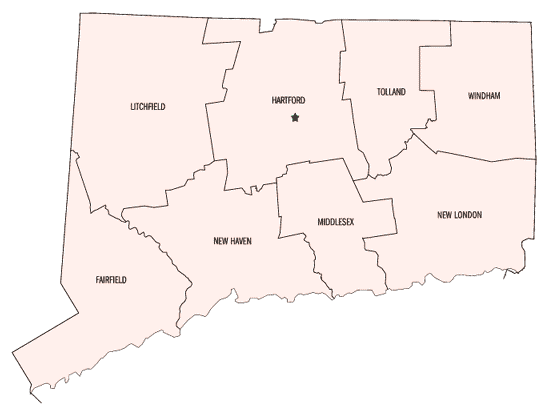 Map of Connecticut Counties